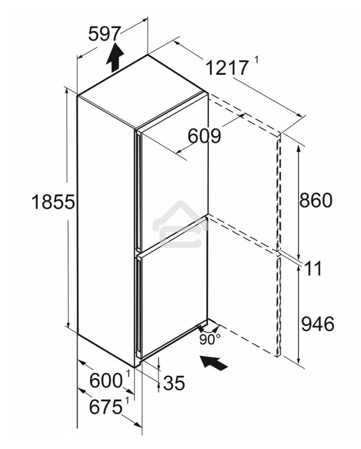 Холодильник Liebherr CND 5204-22 001 белый двухкамерный 185/123л морозилка снизу