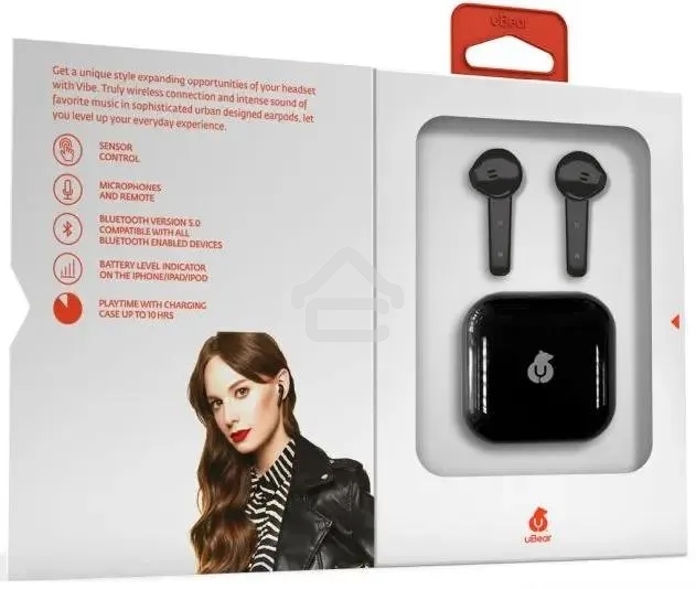Гарнитура вкладыши uBear Vibe черный беспроводные bluetooth в ушной раковине
