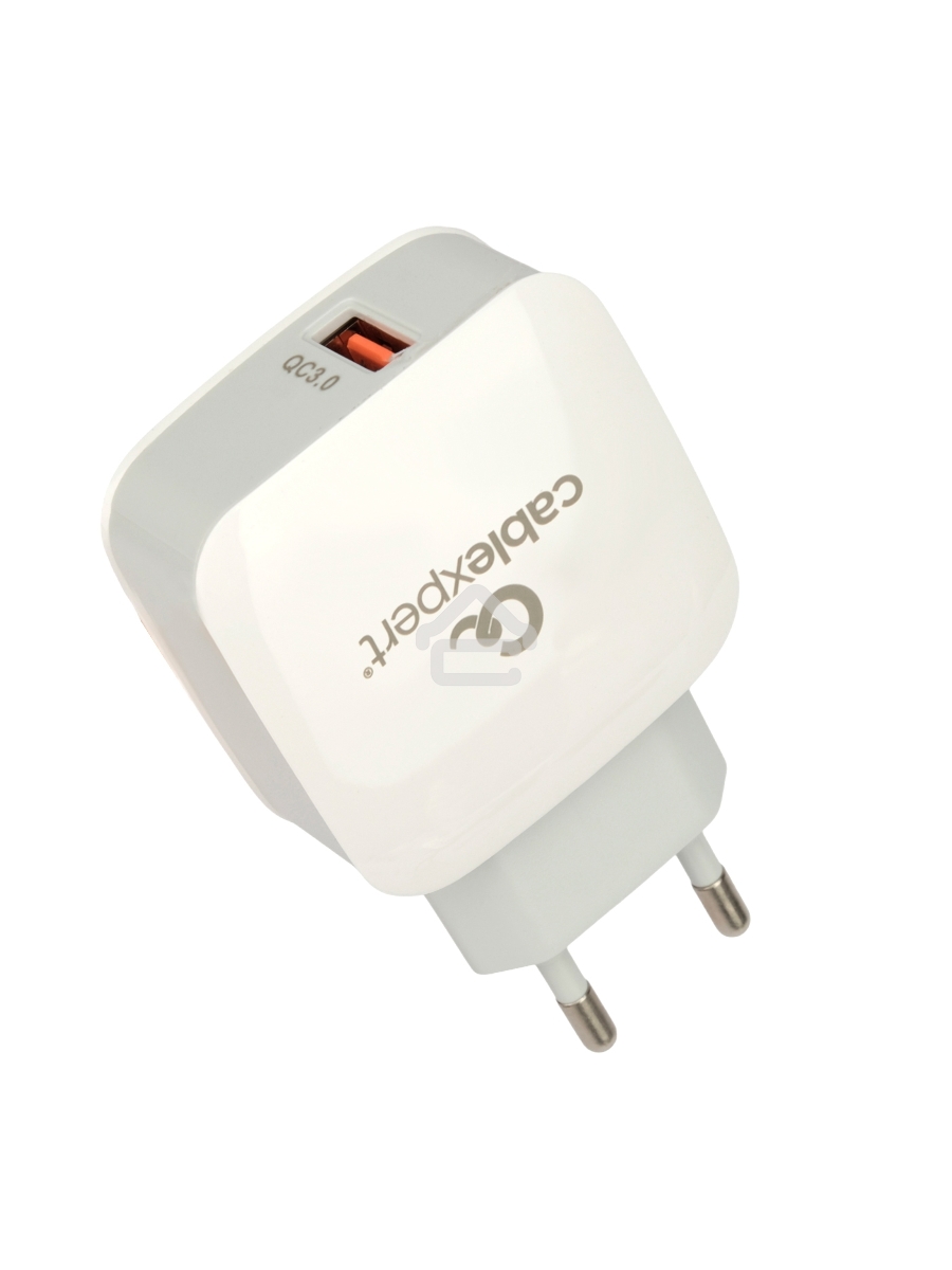 Зарядное устройство Cablexpert MP3A-PC-40, 18Вт, 3А,  быстрая зарядка QC3.0, 1 порт USB, белый, пакет