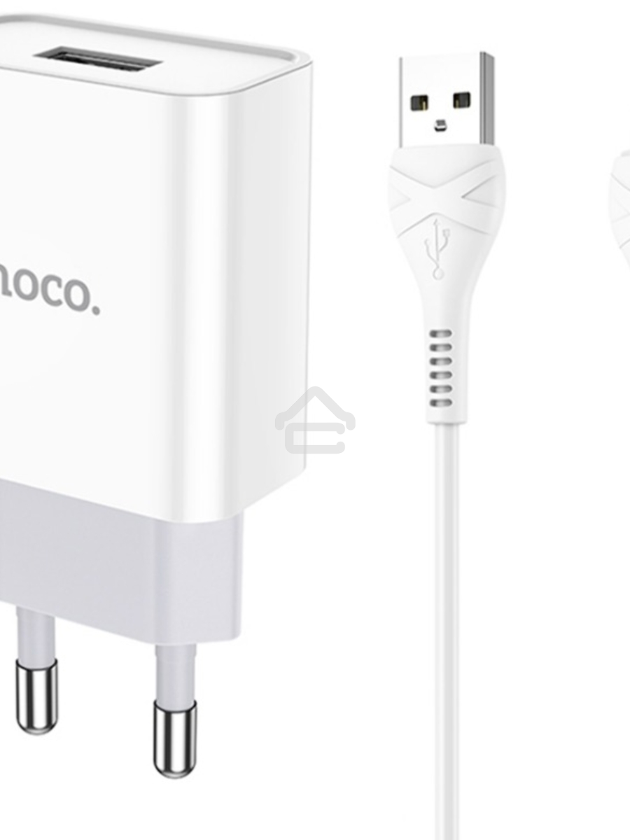Блок питания (сетевой адаптер) HOCO C81A Asombroso single 1xUSB с кабелем USB-Lightning, 2.1A, 10W