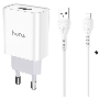 Блок питания (сетевой адаптер) HOCO C81A Asombroso single 1xUSB с кабелем USB-Lightning, 2.1A, 10W