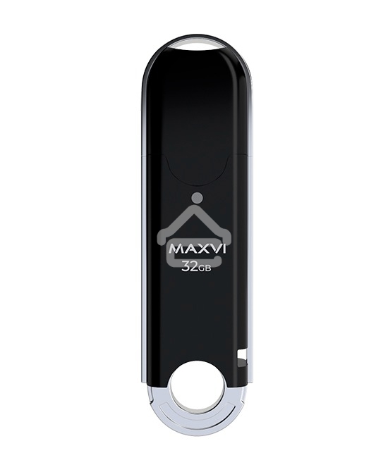 Флешка USB R/W Maxvi P2 32GB USB 2.0 black, монолит с колпачком, ABS пластик
