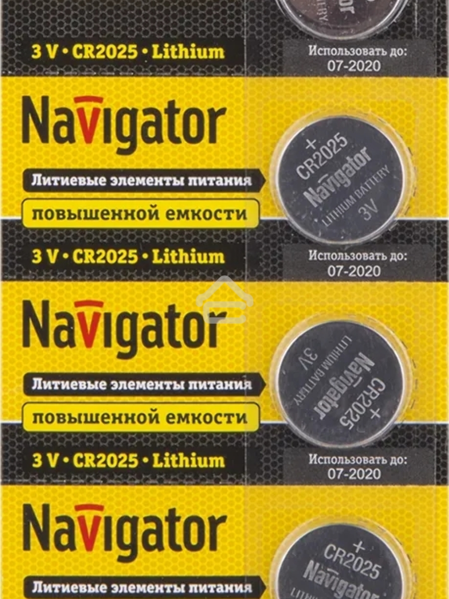 Элемент питания NAVIGATOR NBT-CR2025-BP5, 3 В