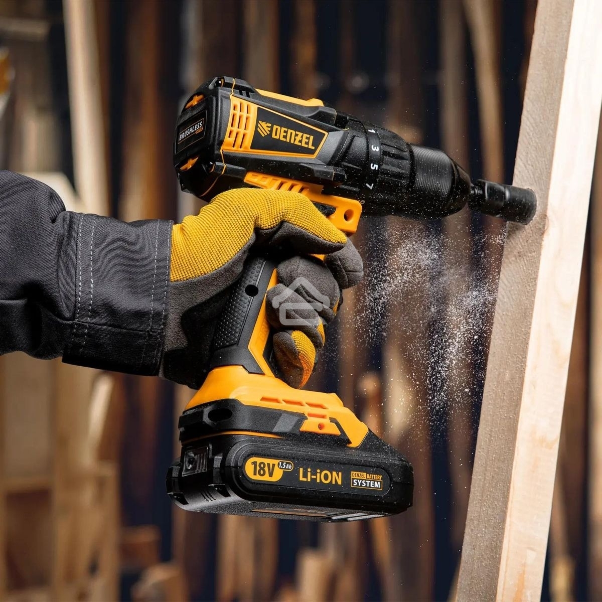 Дрель-шуруповерт аккумуляторная Denzel BLDL-IB-18-02, 18В, 2 АКБ, Кейс