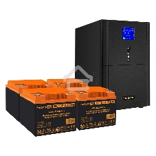 Комплект источника бесперебойного питания Exegate EX295991RUS + батарея 45Aч EX285666RUS 4шт (инвертор, синус, для котла) ExeGate SineTower SZ-5000.LCD.AVR.2SH.1C13.T.RJ.USB <5000VA/4000W, чистый синусоида, LCD дисплей, AVR, 2хSchuko+1хC13+клеммы, RJ45/11