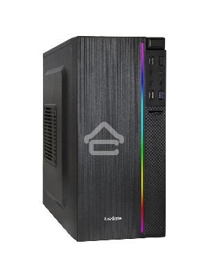 Компьютерный корпус Minitower ExeGate mEVO-9302-NPX400 (mATX, БП 400NPX с вент. 12см, 2*USB+1*USB3.0, HD аудио, черный, с RGB подсветкой)