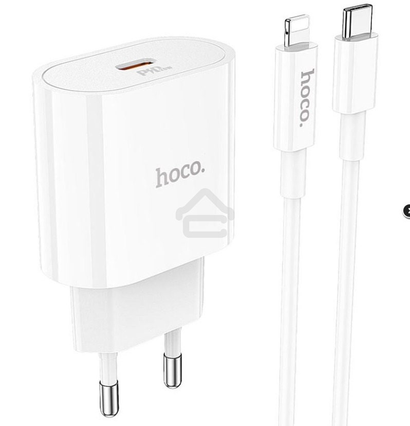 Блок питания (сетевой адаптер) HOCO C94A Metro 1xUSB-C с кабелем Type-C-Lightning, 3.0A, 20W, белый