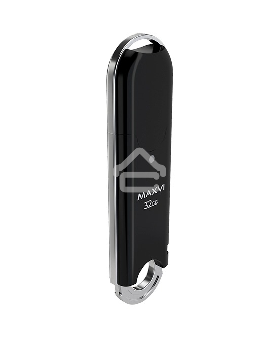 Флешка USB R/W Maxvi P2 32GB USB 2.0 black, монолит с колпачком, ABS пластик