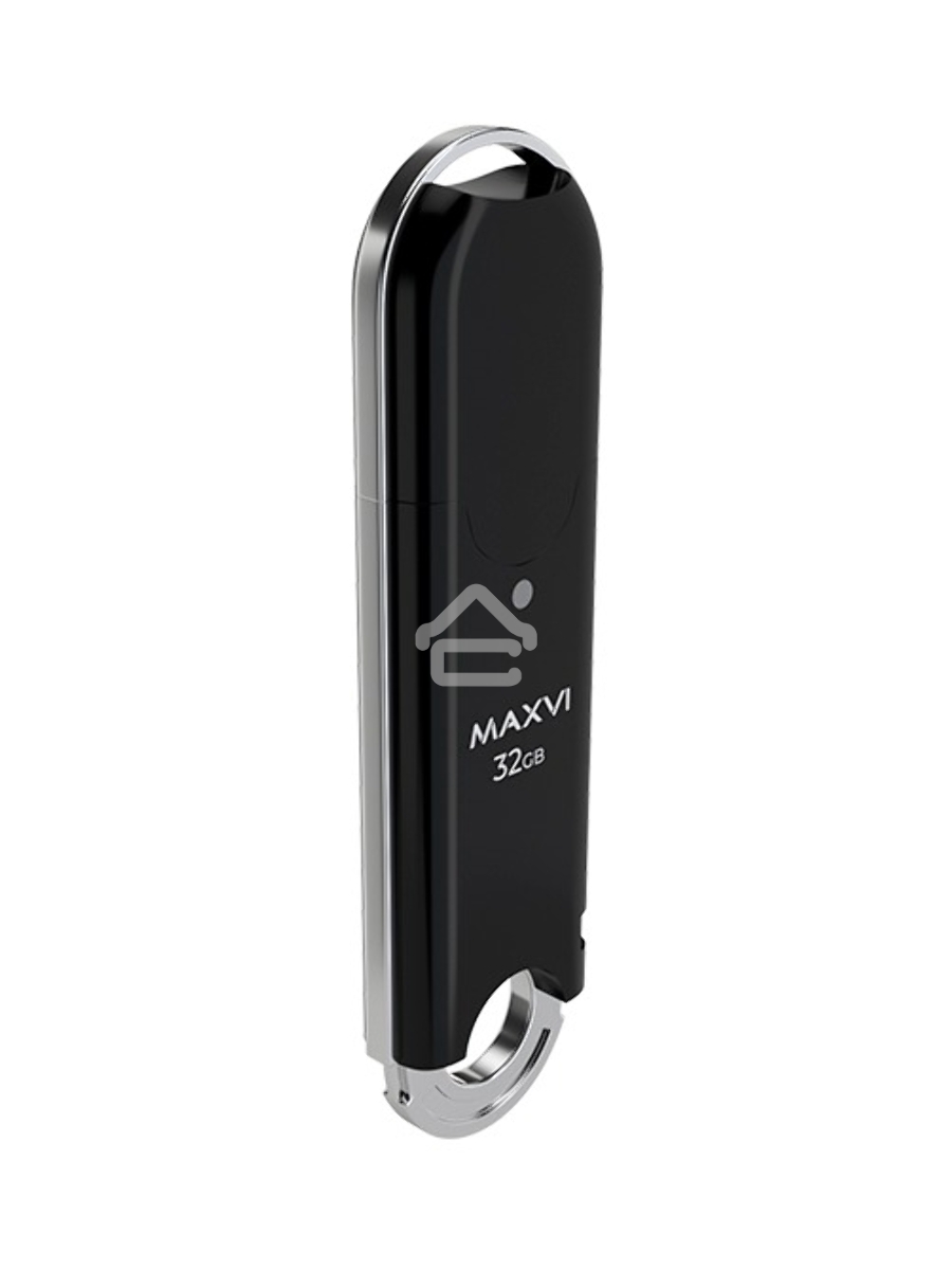 Флеш диск Maxvi P2 32GB USB 2.0 black, монолит с колпачком, ABS пластик