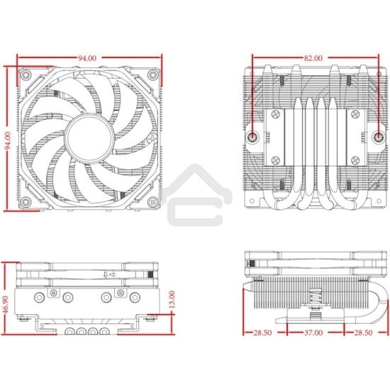Кулер для процессора ID-COOLING IS-40-XT черный 92мм алюминий/медь 2800rpm 35.2db 4-pin 95W 47мм