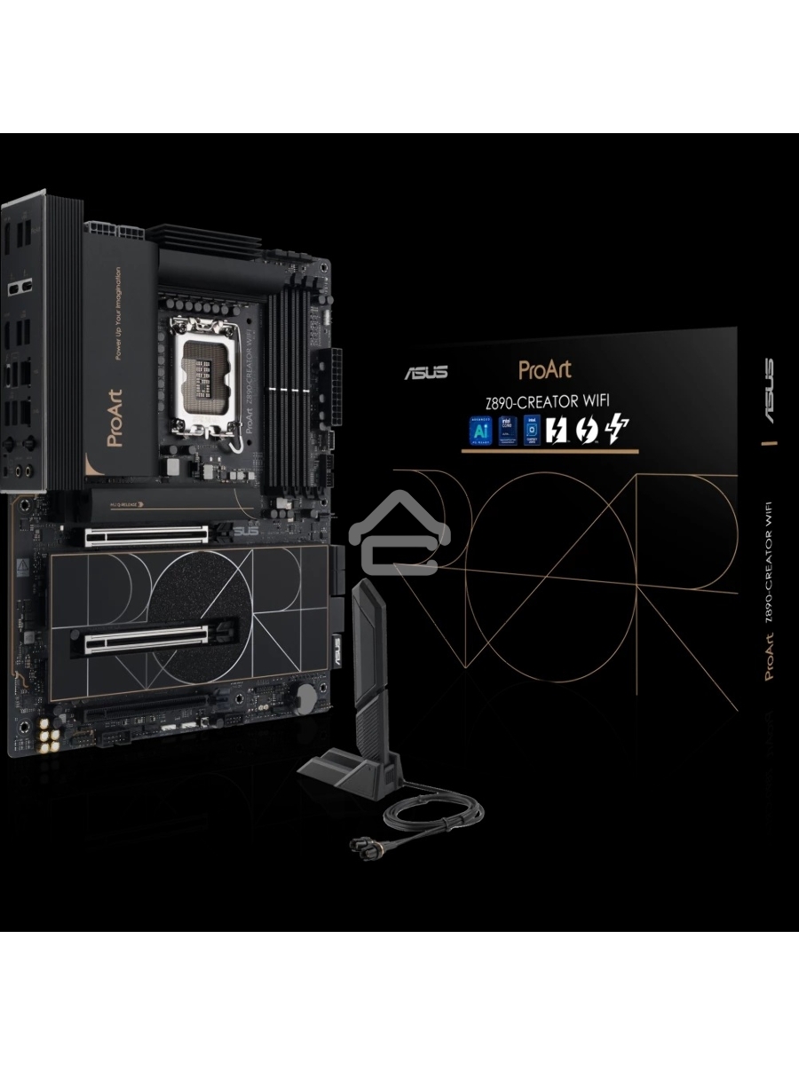 Материнская плата ASUS ProArt Z890-CREATOR WIFI, LGA 1851, Intel Z890, 4xDDR5, 4xSATA, 5xM.2, 2xPCIe 5.0 x16, 1xPCIe 4.0 x16, 1xHDMI, 1xDP, 1x 10Gb LAN, 1x 2.5Gb LAN, 2xUSB-C 10Gbps, 6xUSB-A 10Gbps, 1xUSB-A 2.0, 7.1, ATX