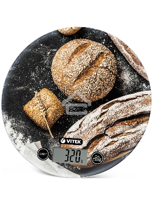 Весы кухонные электронные Vitek VT-8016 10 кг, круглые ХЛЕБ