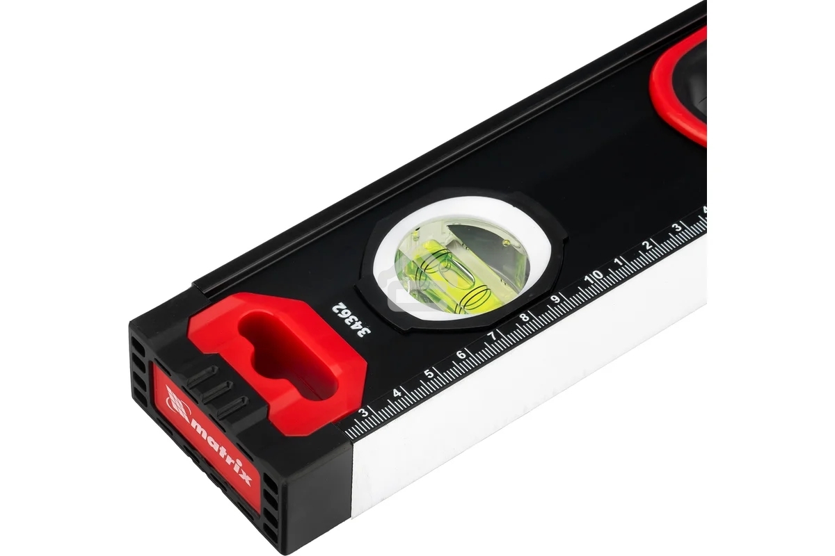 Уровень алюминиевый Matrix, усиленный, фрезерованный, 3 глазка, 2 комп. рукоятки, 800 мм