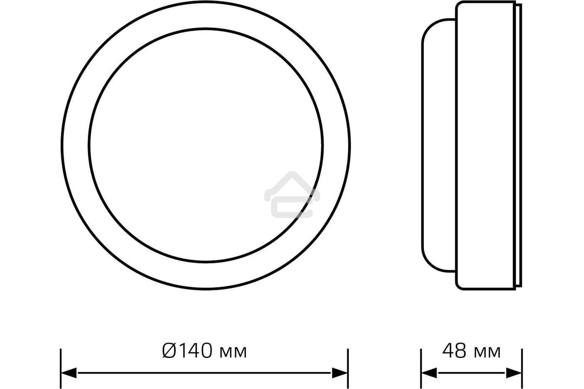 Светильник светодиодный GAUSS ECO IP65 D140*51 8W 680lm 4000K ЖКХ круглый с оптико-акустическ. сенс.