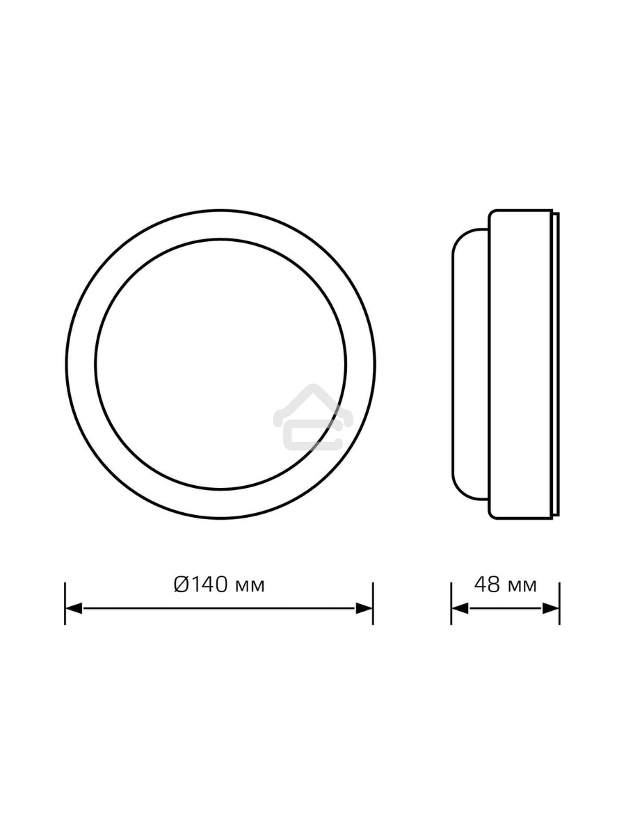 Светильник светодиодный GAUSS ECO IP65 D140*51 8W 680lm 4000K ЖКХ круглый с оптико-акустическ. сенс.