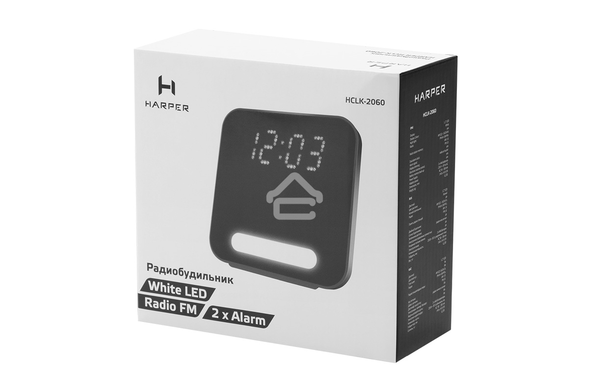 Радиобудильник Harper HCLK-2060 черный - белый led