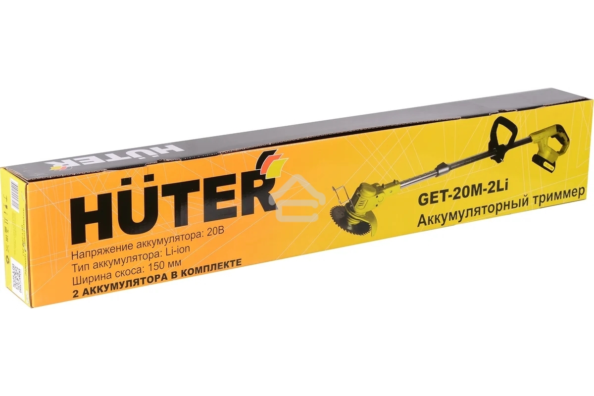 Триммер электрический Huter GET-20M-2Li аккум. неразбор.штан. реж.эл.:леска/нож