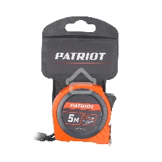 Рулетка PATRIOT MTP-5-19, магнит, 2сторон.зацеп, антиблик.нейлон.покрытие, крупн.шрифт, двусторон.белая лента, 5м*19 мм