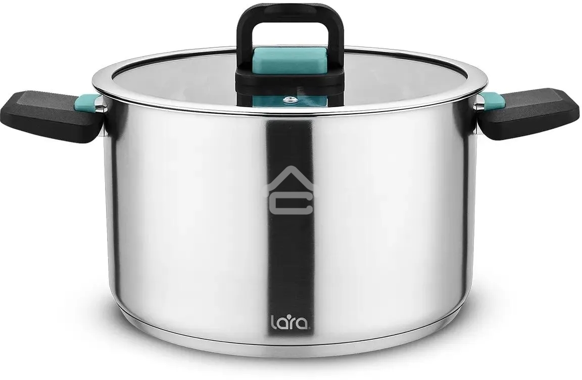 Кастрюля LARA LR02-245 Изумруд 6,4 л, нержавеющая сталь, с крышкой