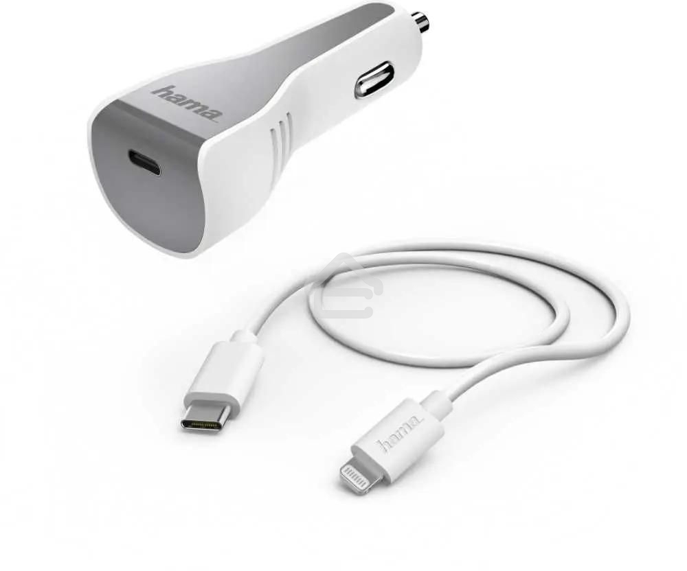 Комплект зарядное устройство Hama H-183317 3A PD для Apple кабель Apple Lightning/Type-C белый