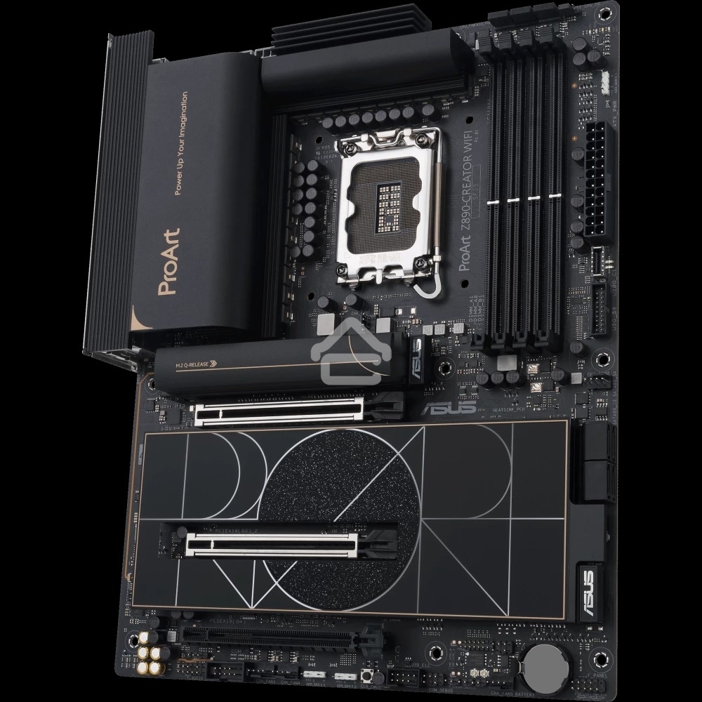 Материнская плата ASUS ProArt Z890-CREATOR WIFI, LGA 1851, Intel Z890, 4xDDR5, 4xSATA, 5xM.2, 2xPCIe 5.0 x16, 1xPCIe 4.0 x16, 1xHDMI, 1xDP, 1x 10Gb LAN, 1x 2.5Gb LAN, 2xUSB-C 10Gbps, 6xUSB-A 10Gbps, 1xUSB-A 2.0, 7.1, ATX