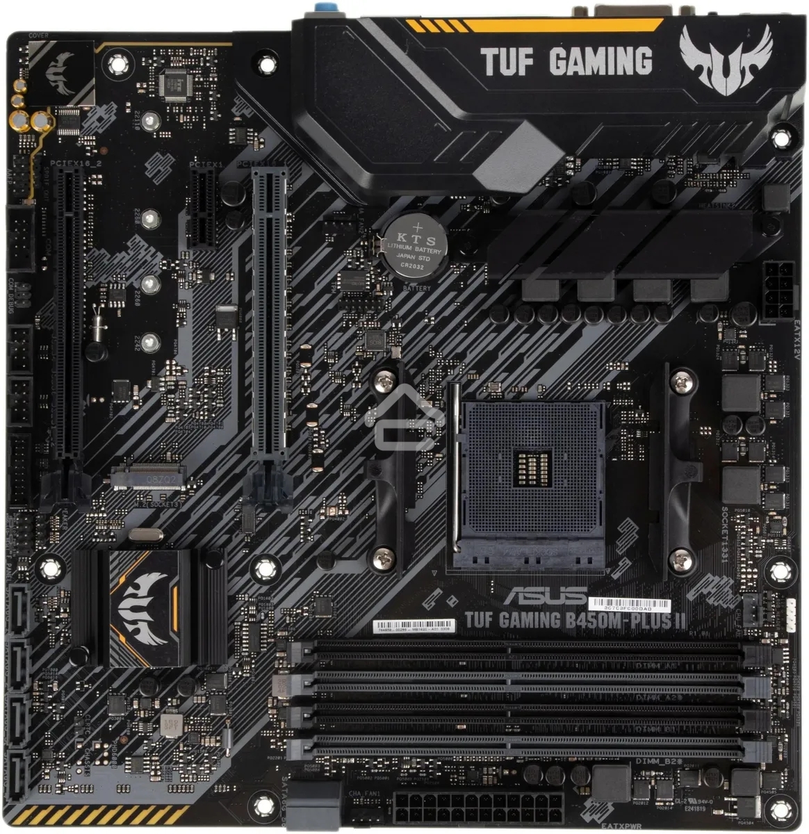Материнская плата ASUS TUF GAMING B450M-PLUS II, AM4, AMD B450, 4xDDR4, 6xSATA, 1xM.2, 1xPCIe 3.0 x16, 1xPCIe 2.0 x16, 1xPCIe x1, 1xHDMI, 1xDVI-D, 1x 1Gb LAN, 2xUSB-A 3.2 Gen 1, 1xUSB-A 3.2 Gen 2, 2xUSB-A 2.0, 1xUSB-C 3.2 Gen 1, 3x3.5 мм, 7.1, mATX