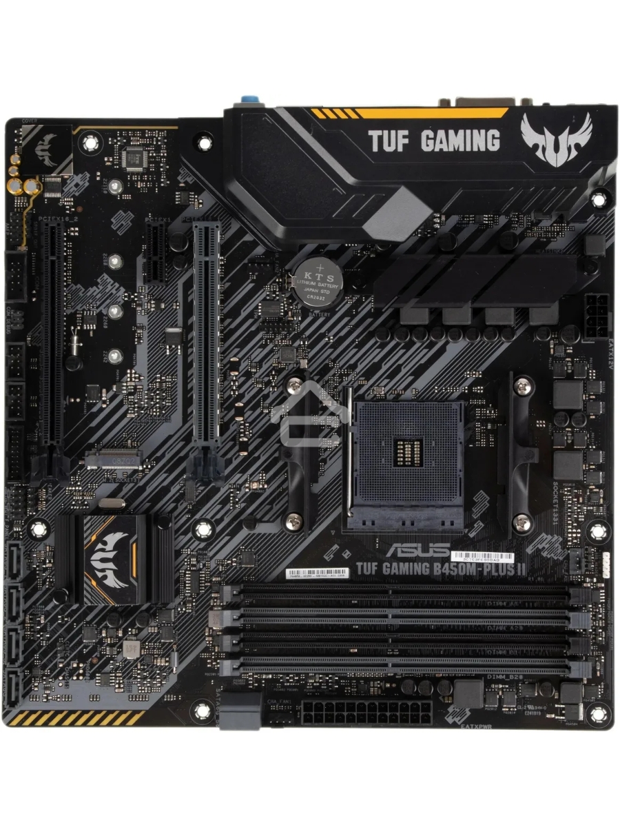 Материнская плата ASUS TUF GAMING B450M-PLUS II, AM4, AMD B450, 4xDDR4, 6xSATA, 1xM.2, 1xPCIe 3.0 x16, 1xPCIe 2.0 x16, 1xPCIe x1, 1xHDMI, 1xDVI-D, 1x 1Gb LAN, 2xUSB-A 3.2 Gen 1, 1xUSB-A 3.2 Gen 2, 2xUSB-A 2.0, 1xUSB-C 3.2 Gen 1, 3x3.5 мм, 7.1, mATX