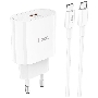 Блок питания (сетевой адаптер) HOCO C94A Metro 1xUSB-C с кабелем Type-C-Type-C, 3.0A, 20W, белый