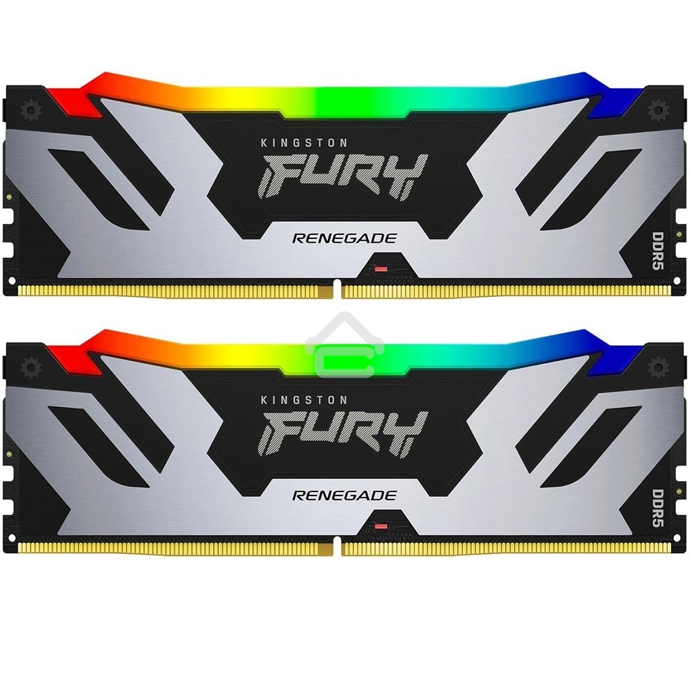 Оперативная память Kingston Fury Renegade, DDR5, 96Gb (2x48Gb), 6400MHz, CL32, DIMM, с радиатором, RGb, серебристый