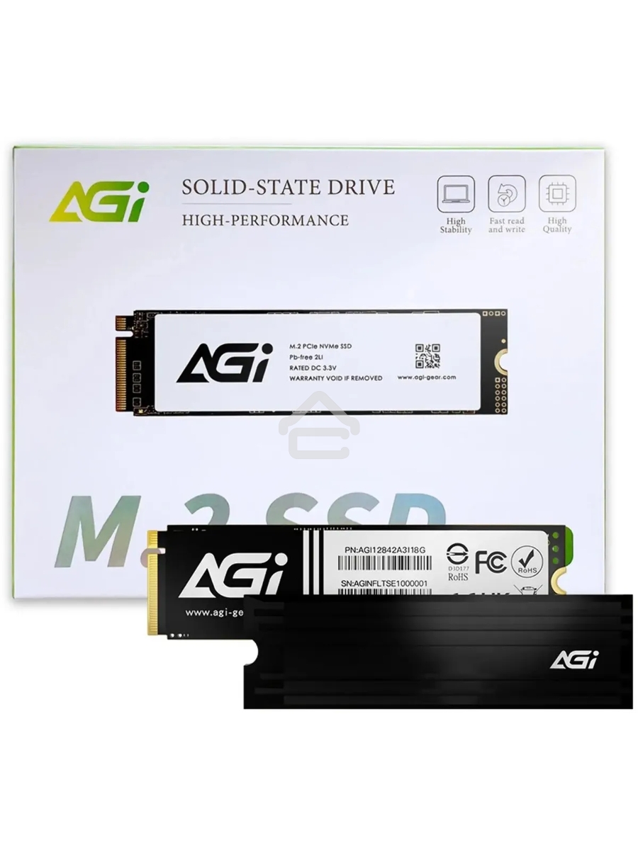 Накопитель SSD AGI AI828, 1Tb, PCIe 4.0 x4, M.2 2280, NVMe, R/W 7400/5200