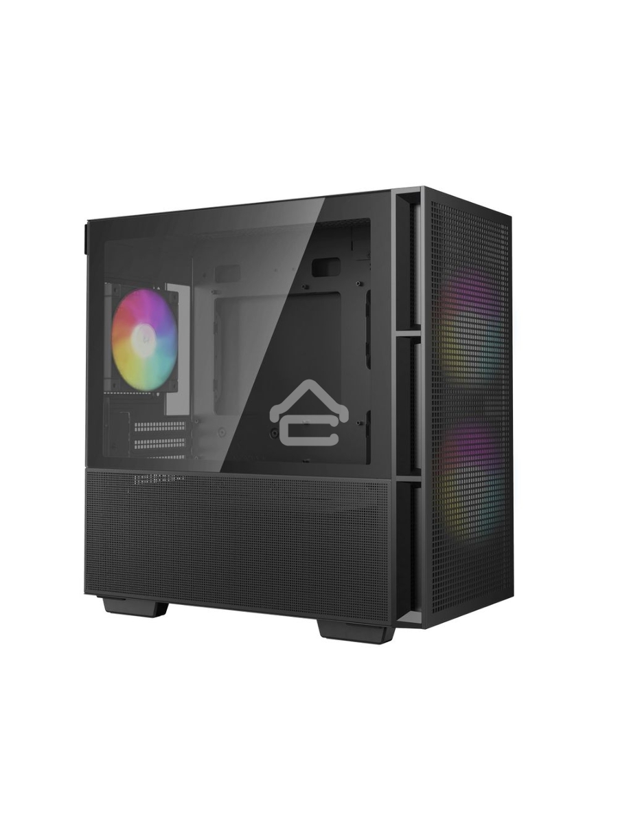 Компьютерный корпус Deepcool CH360 без БП, боковое окно (закаленное стекло), 2x140мм ARGB LED вентилятор спереди и 1x120мм ARGB LED вентилятор сзади, черный, mATX