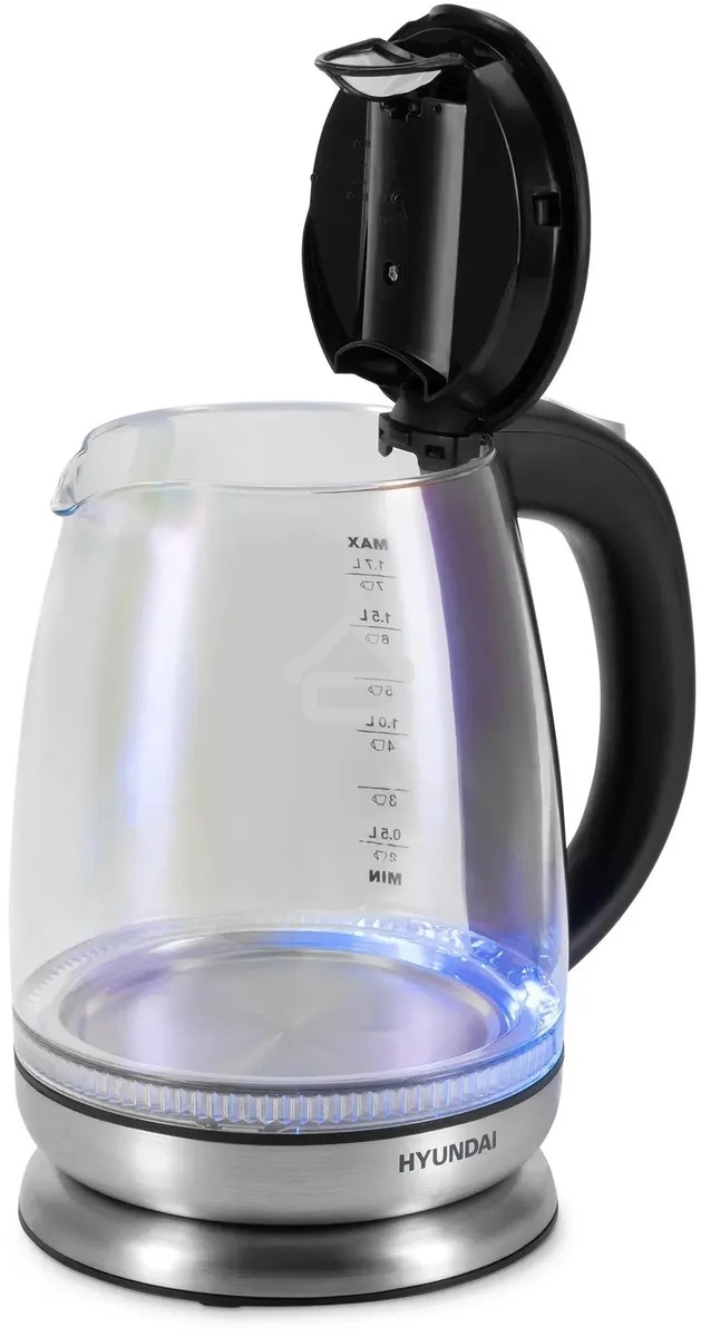 Чайник электрический Hyundai HYK-G8800 1.7л. 2200Вт черный/серебристый корпус: стекло