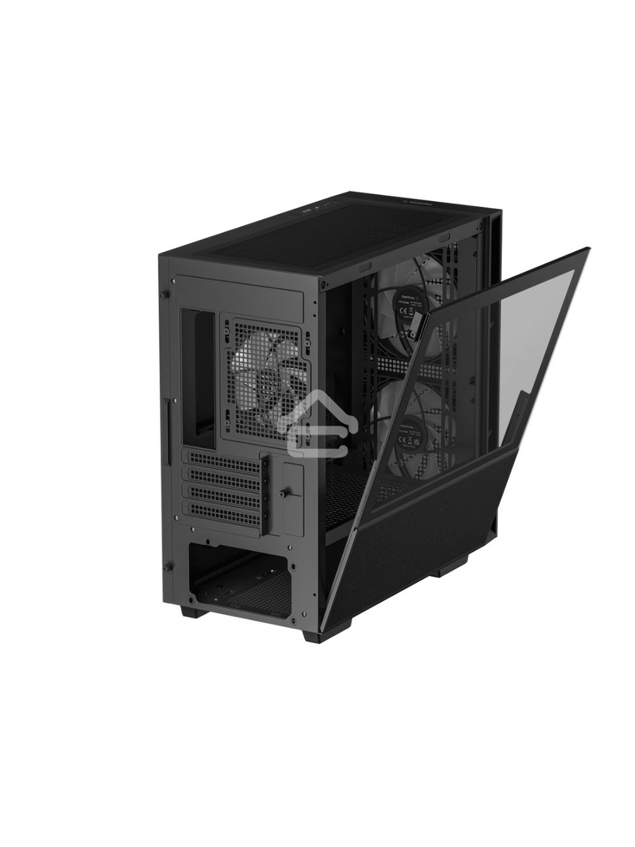 Компьютерный корпус Deepcool CH360 без БП, боковое окно (закаленное стекло), 2x140мм ARGB LED вентилятор спереди и 1x120мм ARGB LED вентилятор сзади, черный, mATX