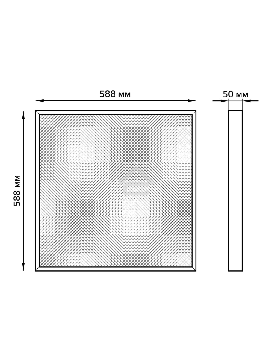 Светильник офисный GAUSS MiR 35W 3500lm 5000K IP40 588*588*50мм Грильято призма планки LED