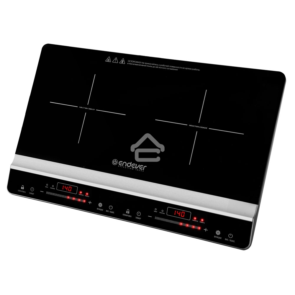 Плитка электрическая индукционного типа с двумя конфорками Endever Skyline IP-66, черный, мощность 1800 Вт+1300 Вт, диаметр посуды 12-26 см, 2 шт/уп