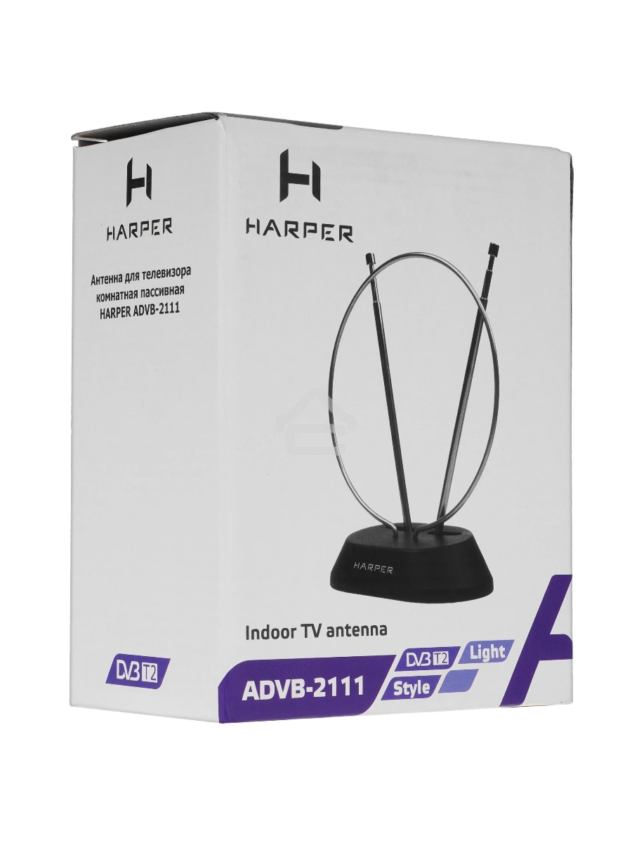 Телевизионная антенна Harper ADVB-2111 (комнатная, пассивная;DVB-T2; VHF / UHF (174–230 MHz, 470-862 MHz); 20 dB; 75; 3dB; 1 м)