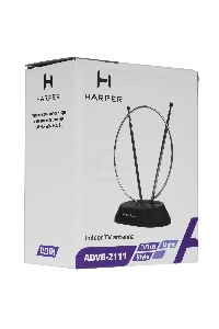 Телевизионная антенна Harper ADVB-2111 (комнатная, пассивная;DVB-T2; VHF / UHF (174–230 MHz, 470-862 MHz); 20 dB; 75; 3dB; 1 м)
