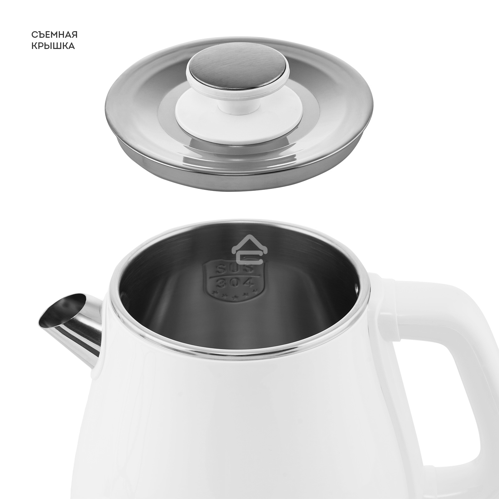 Чайник электрический Galaxy Line GL 0331, белый, пластик, 2200 Вт, 1.8 л