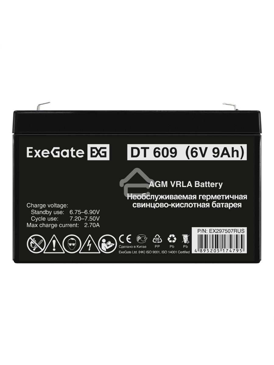 Аккумуляторная батарея ExeGate DT 609 (6V 9Ah, клеммы F2)