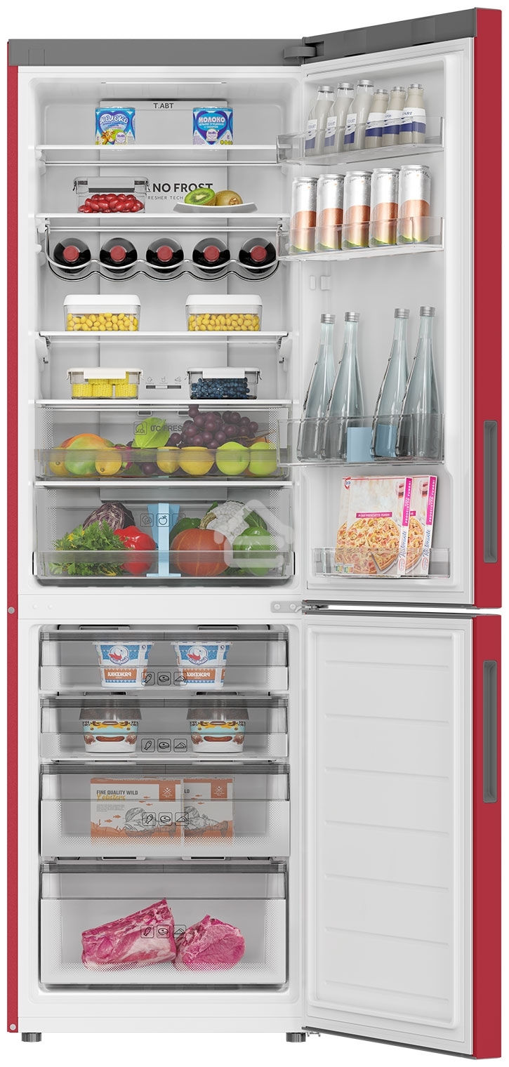 Холодильник Haier C2F636CRRGU1 красный двухкамерный 256/108 л морозилка снизу, No Frost