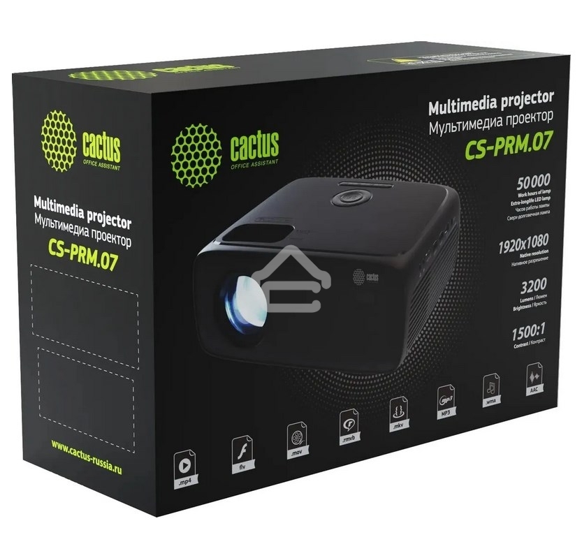 Проектор Cactus CS-PRM.07WT.Full HD LCD 3200Lm LS 320Lm ANSI (1920x1080) 1500:1 ресурс лампы:30000часов 1xUSB typeA 3xHDMI 1.16кг