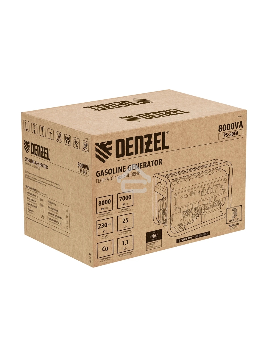 Электрогенератор бензиновый Denzel PS 80 EA, 8 кВт, 85 дБ, 90 кг