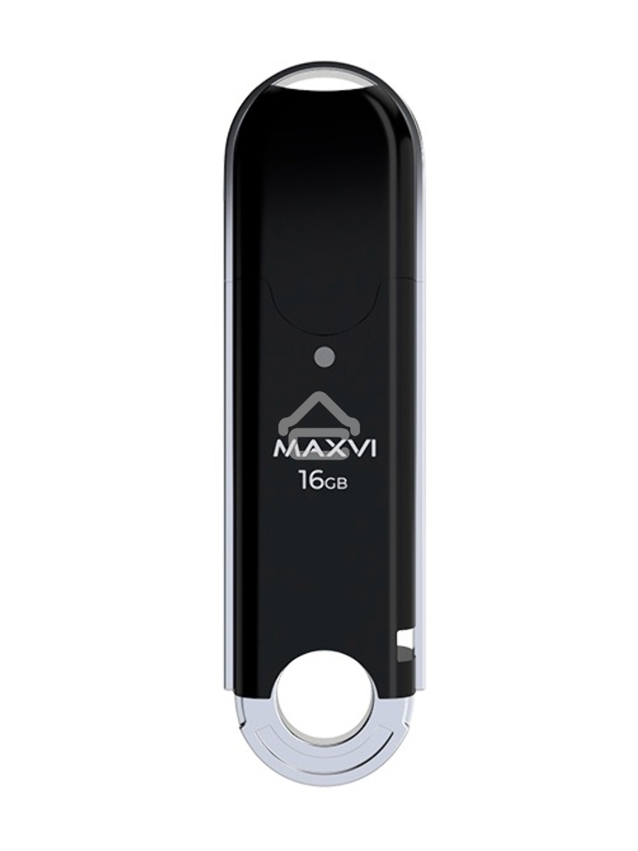 Флеш диск Maxvi P2 16GB USB 2.0 black, монолит с колпачком, ABS пластик