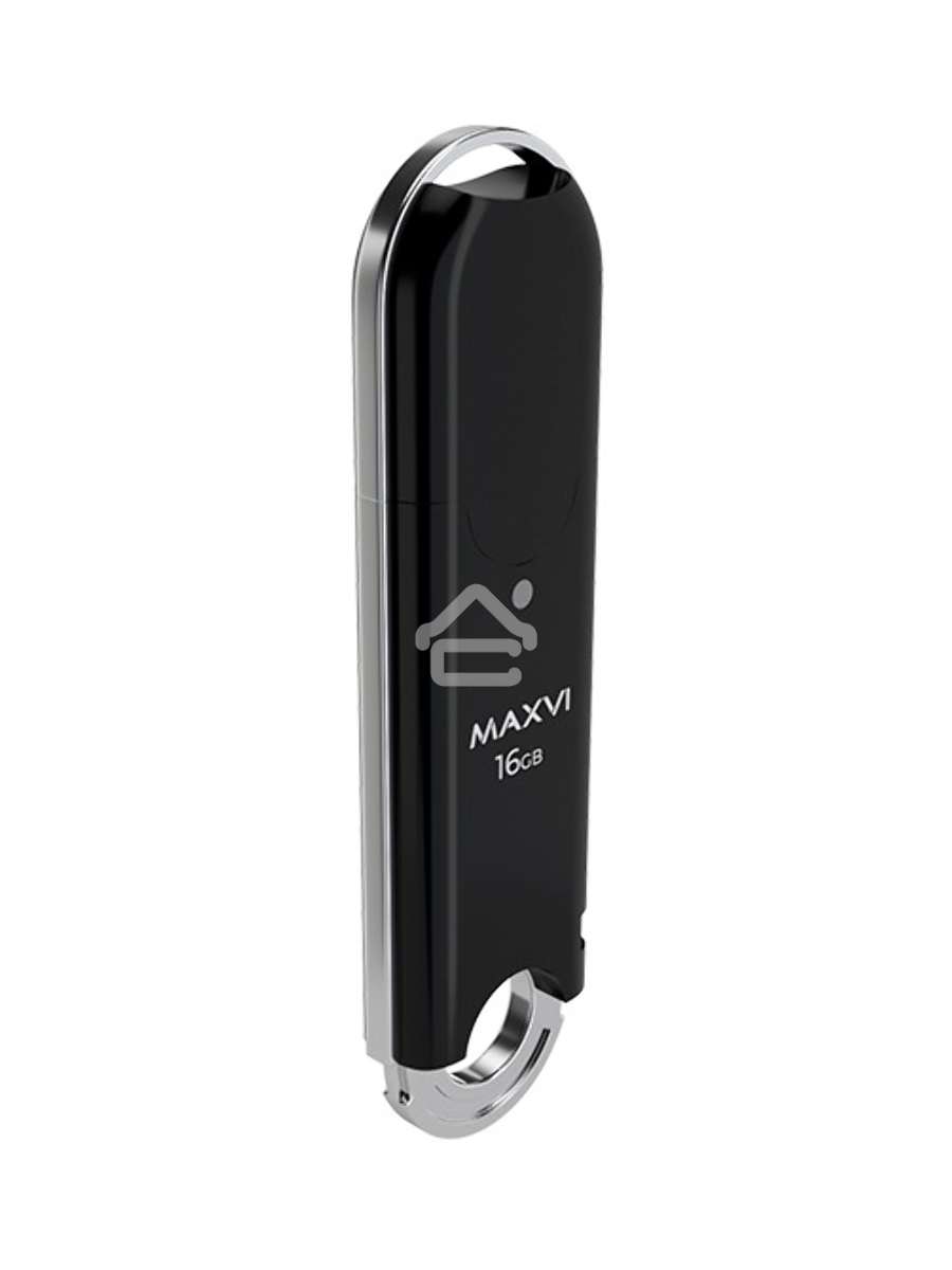 Флеш диск Maxvi P2 16GB USB 2.0 black, монолит с колпачком, ABS пластик