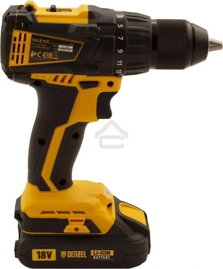 Дрель-шуруповерт аккумуляторная Denzel BLDL-IB-18-02, 18В, 2 АКБ, Кейс