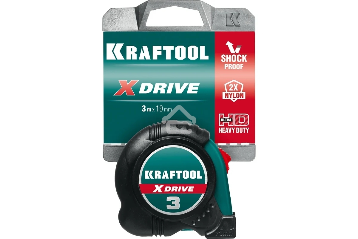 Рулетка KRAFTOOL X-Drive 3м/19мм с ударостойким обрезиненным корпусом