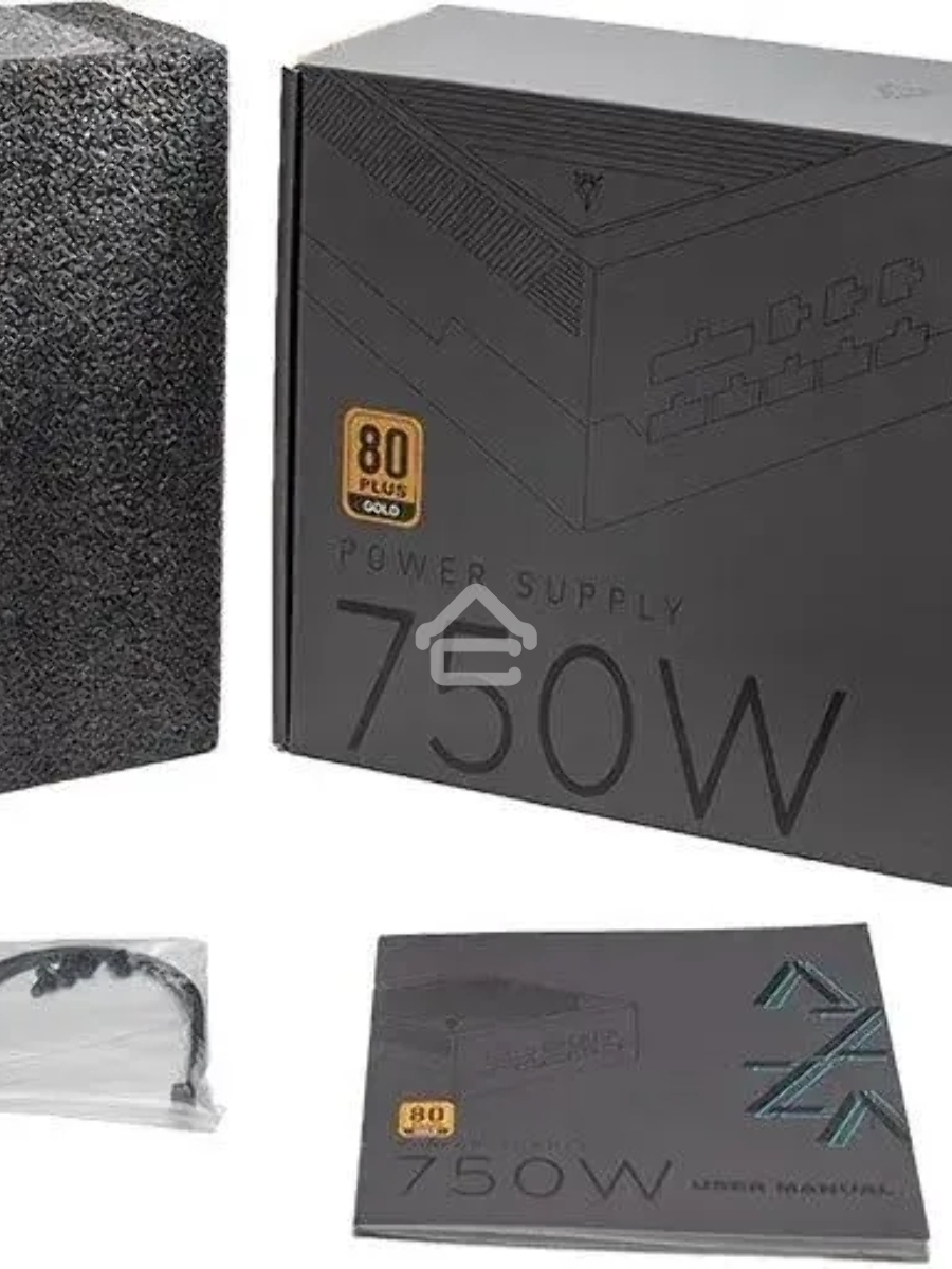 Блок питания Azza PSAZ-750G, 750Вт, 80 PLUS Gold, 120мм, модульный, черный