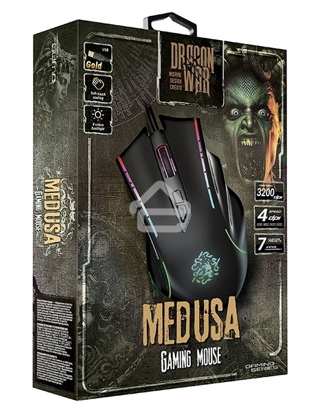 Мышь проводная Qumo Medusa M81 черный, 3200 dpi, USB, кнопки - 7