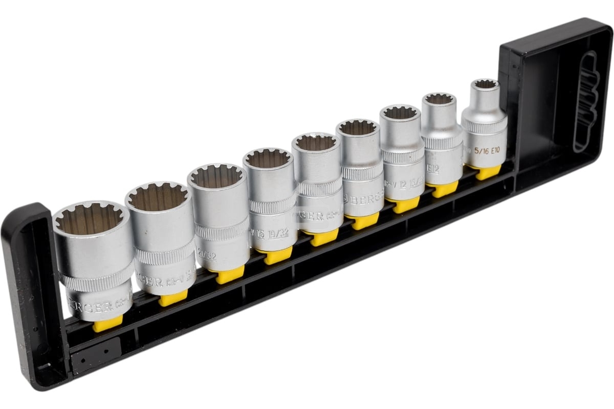 Набор головок BERGER BG2039 торцевых 1/2'' spline 9предметов