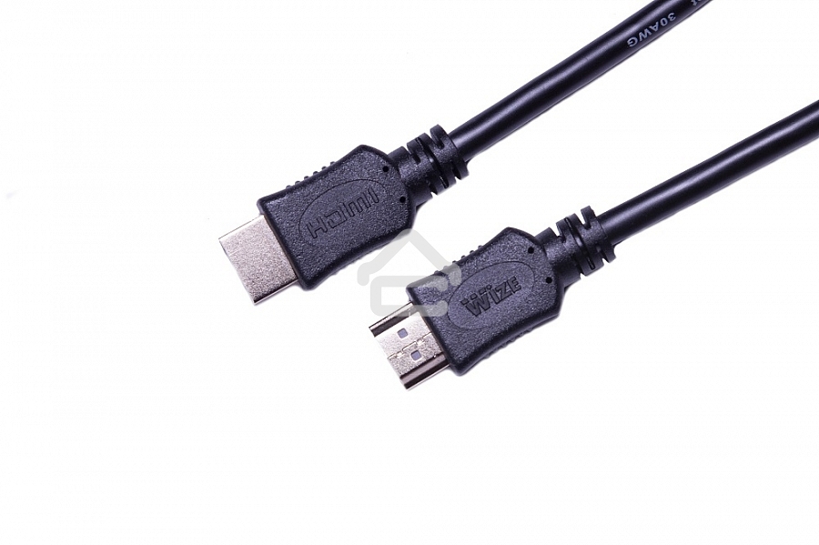 Кабель HDMI C-HM-HM-1.8M Wize, 1.8 м, v.2.0, 19M/19M, позол.разъемы, экран, черный, пакет